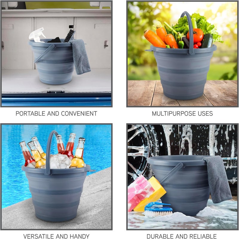 Simplemade Collapsible Bucket Cleaning Set - Includes 2 Foldable Buckets, Spray Bottle, Rag, Scrubbing Brush and Sponge - Holds Up to 10 liters, Easy Storage, All-Purpose Cleaning Solution - Image 5